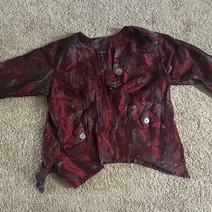 Elegant Red Patterned Women's Blazer